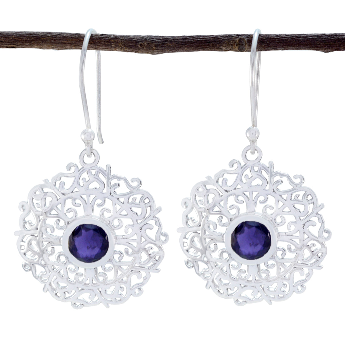 Iolite-Spanish-Mia-Solitaire-Dangle-Blue-925-Silver-Earring