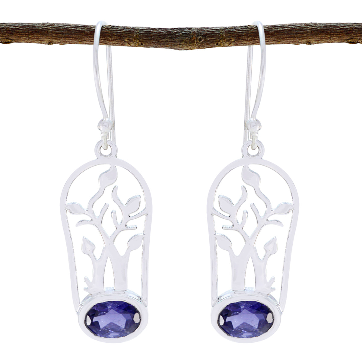 Iolite-Italian-Scarlett-Solitaire-Dangle-Blue-925-Sterling-Silver-Earring Hoofdafbeelding