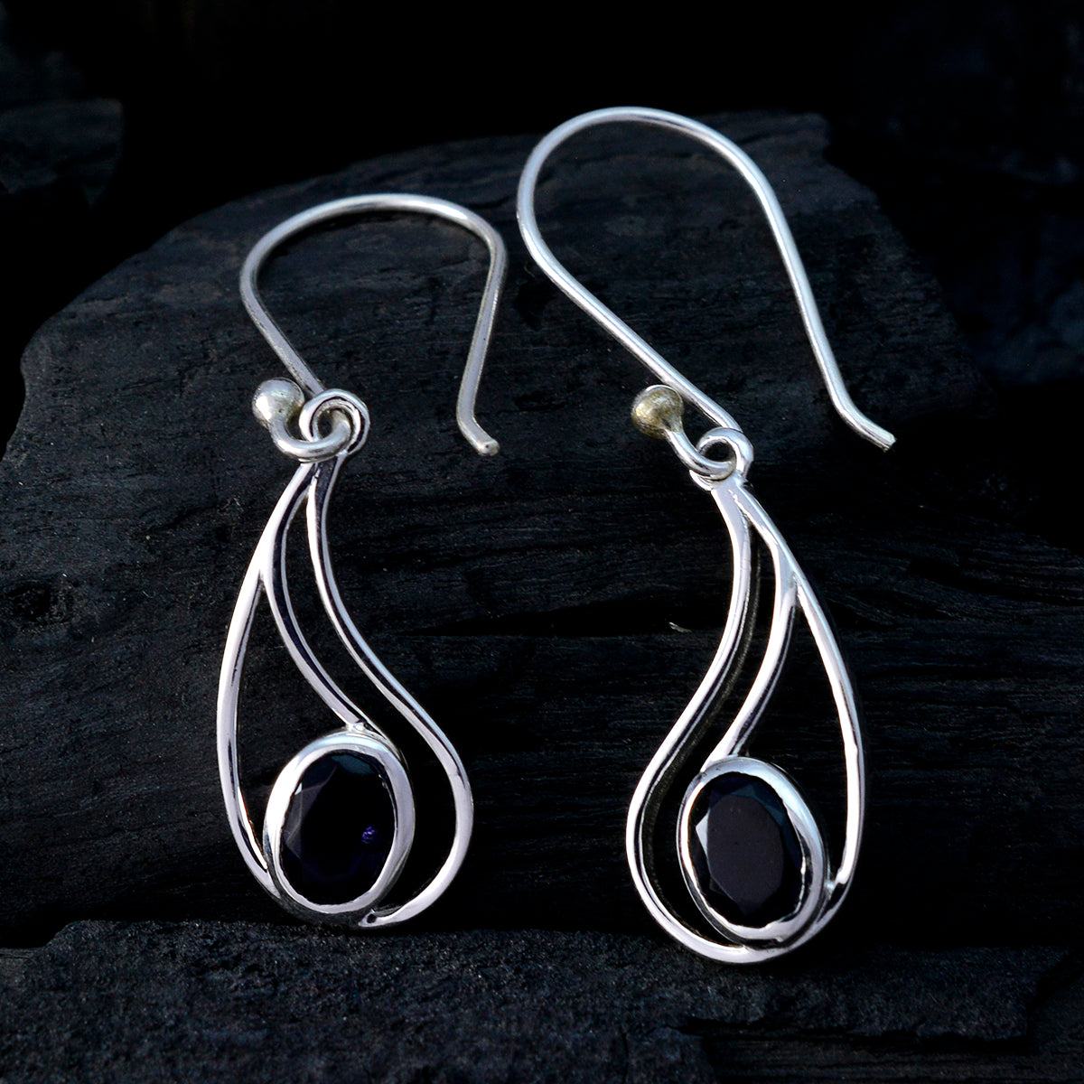 Iolite Australian Claire Solitaire Dangle Blue Sterling Silver Earring Второстепенное изображение товара