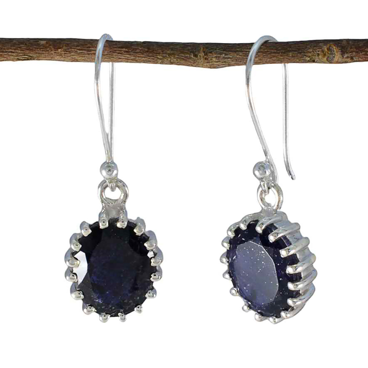 Iolite-Spanish-Clara-Solitaire-Dangle-Blue-925-Silver-Earring Главное изображение товара