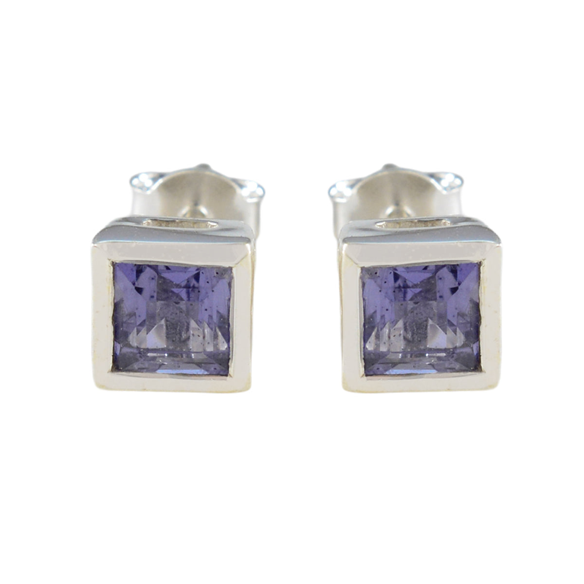 Iolite-American-Aiko-Solitaire-Stud-Blue-Silver-Earring Главное изображение товара