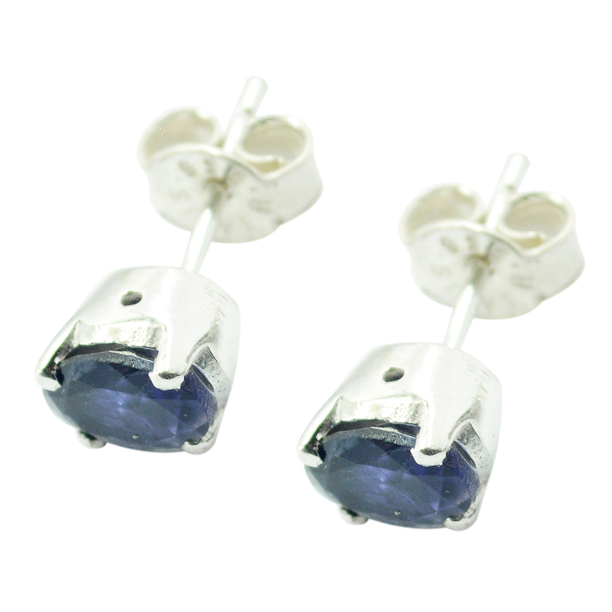 Iolite-African-Ella-Solitaire-Stud-Blue-Silver-Earring