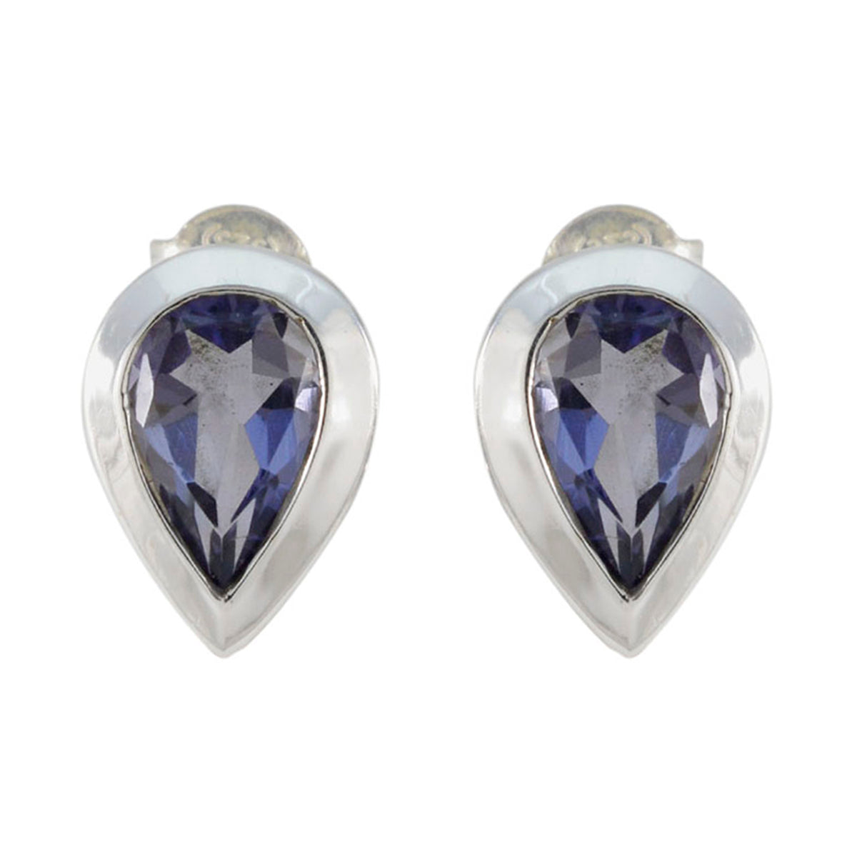 Iolith-African-Luisa-Solitaire-Ohrstecker-Blau-925-Sterling-Silber-Ohrring Hauptbild
