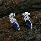 Iolite-Latin-American-Rosa-Solitaire-Stud-Blue-925-Silver-Earring