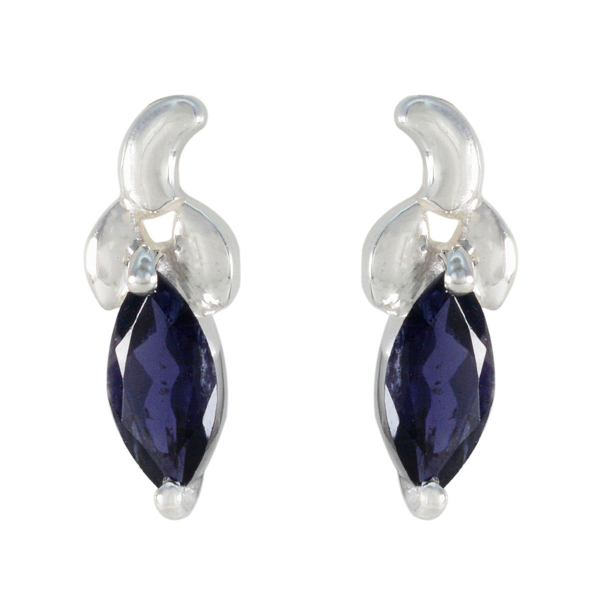 Iolite-Latin-American-Rosa-Solitaire-Stud-Blue-925-Silver-Earring