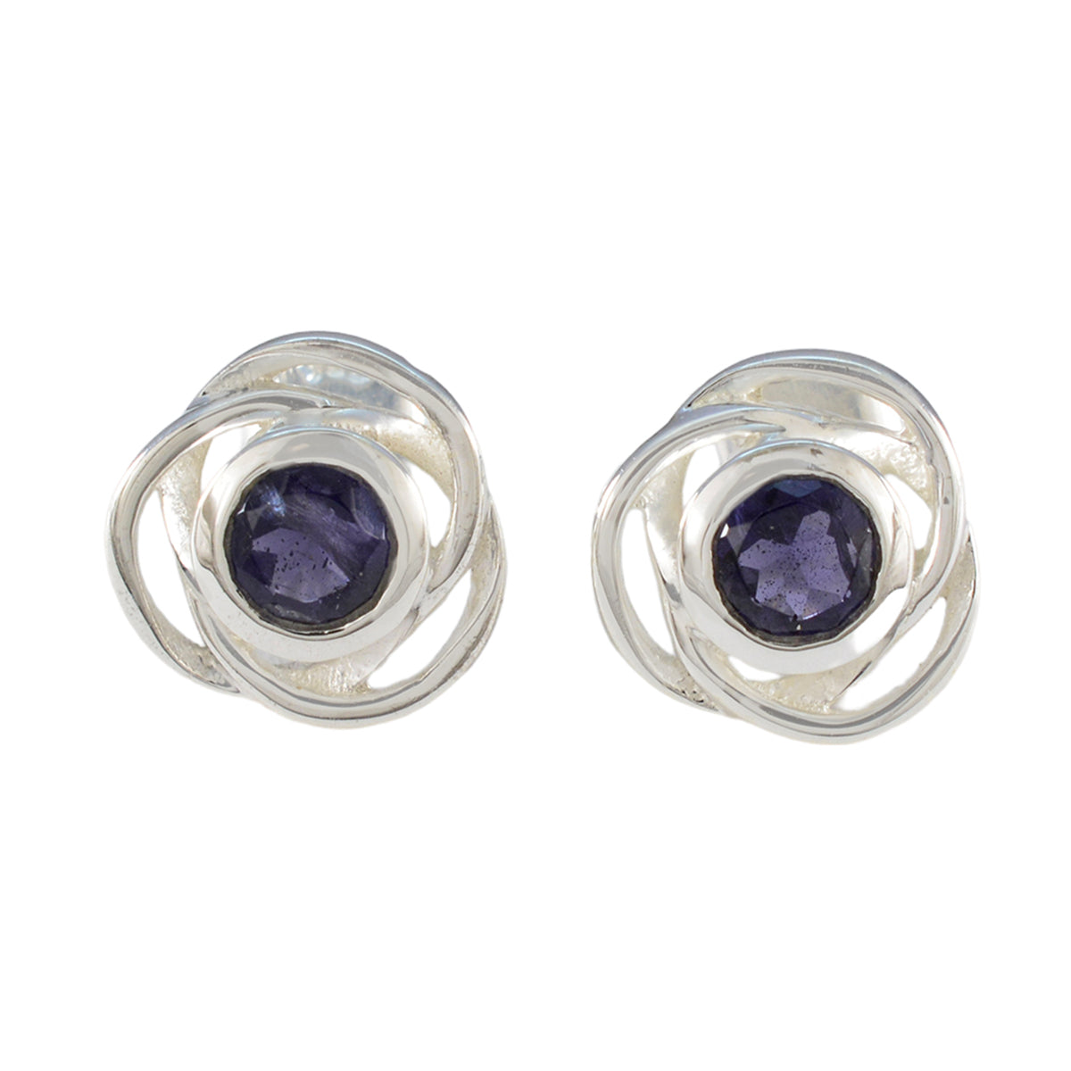 Iolite-American-Mei-Solitaire-Stud-Blue-Sterling-Silver-Earring Immagine principale del prodotto