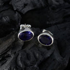 Iolite-African-Ava-Solitaire-Stud-Blue-925-Silver-Earring
