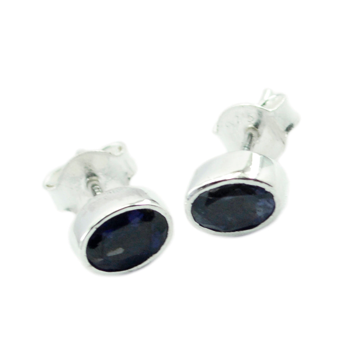 Iolith-American-Emma-Solitär-Ohrstecker-Blau-Silber-Ohrring