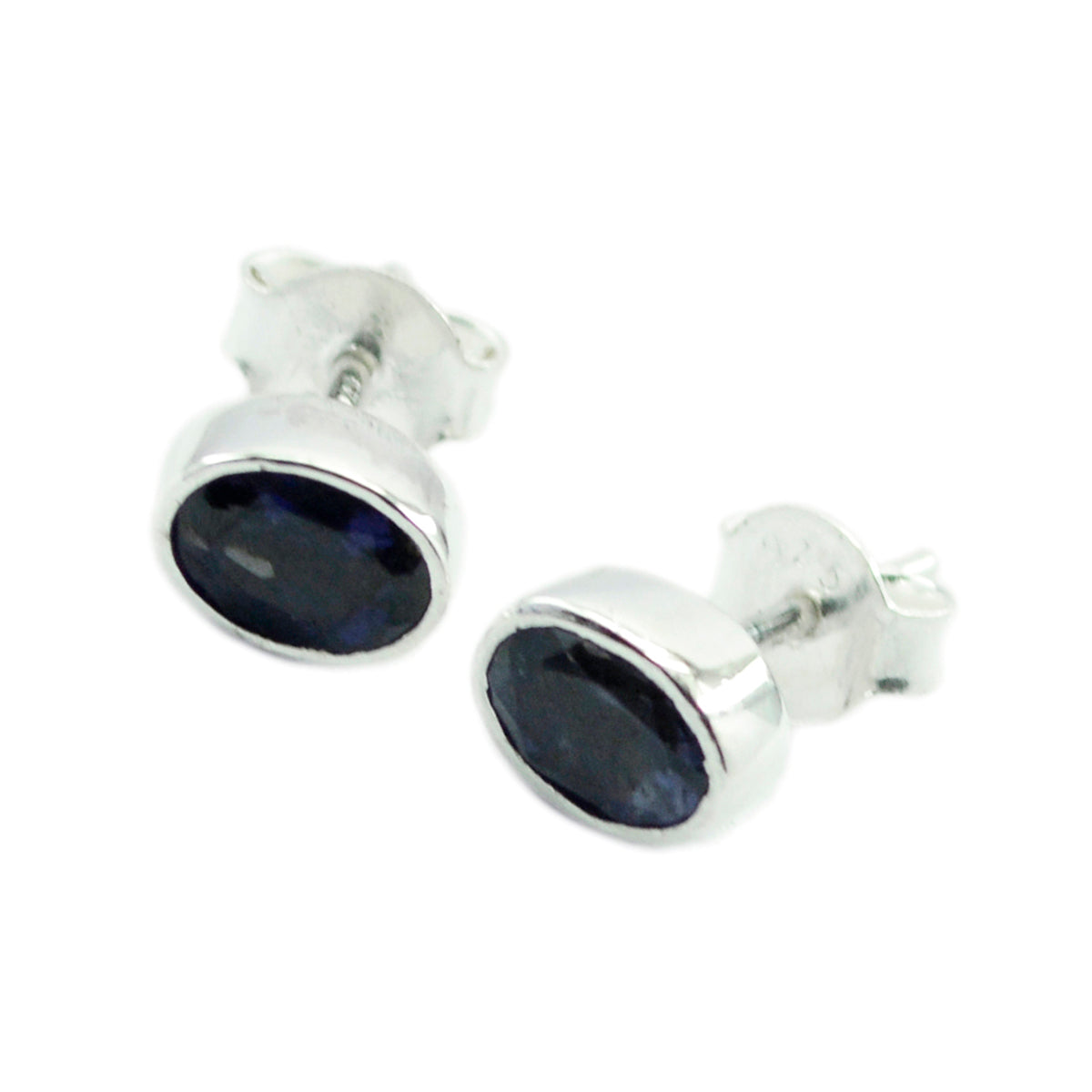 Orecchino solitario Emma in argento blu con pietra di iolite americana Immagine secondaria del prodotto