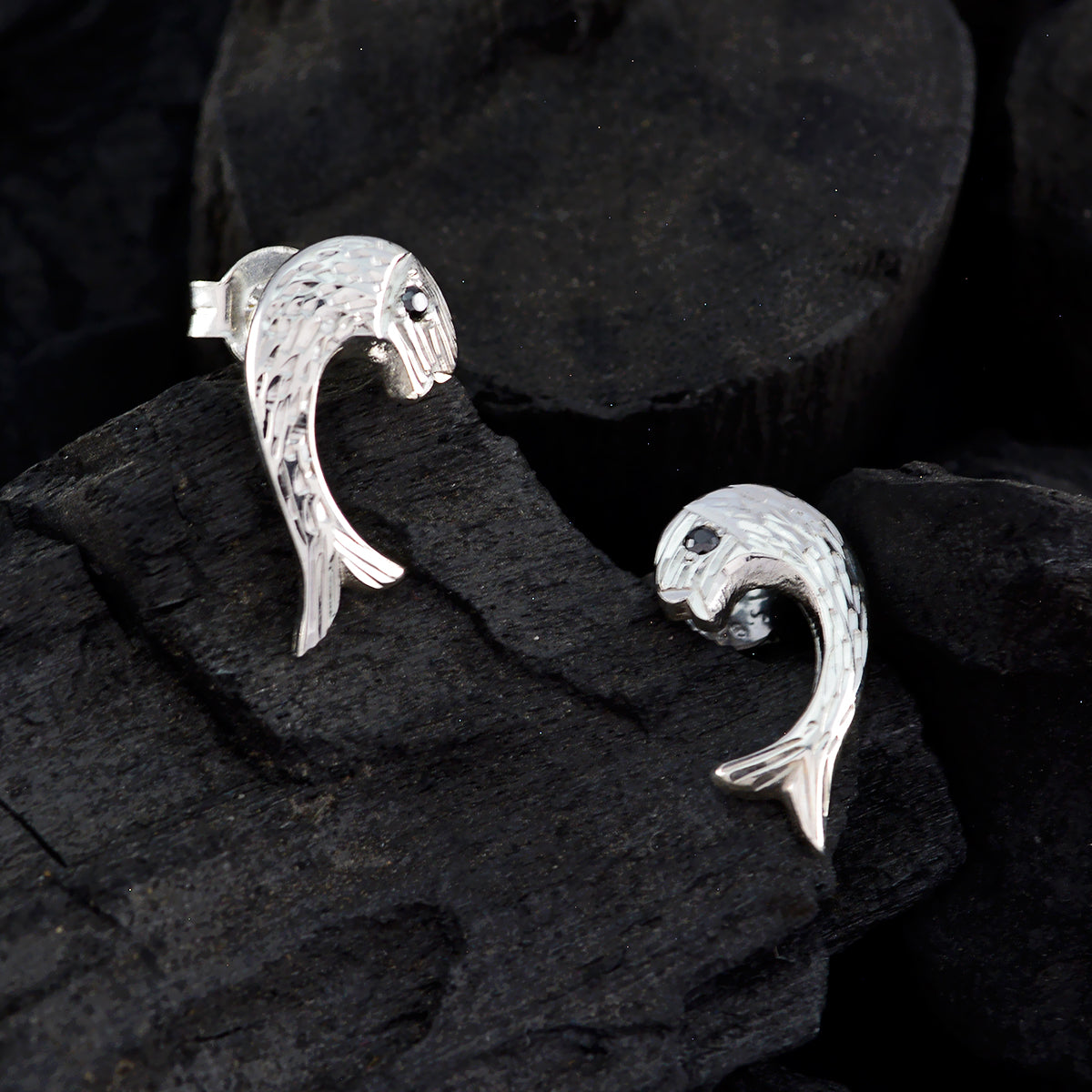 Iolite Koreaanse Eva Solitaire Stud Blauwe 925 Sterling Zilveren Oorbel Secundaire afbeelding