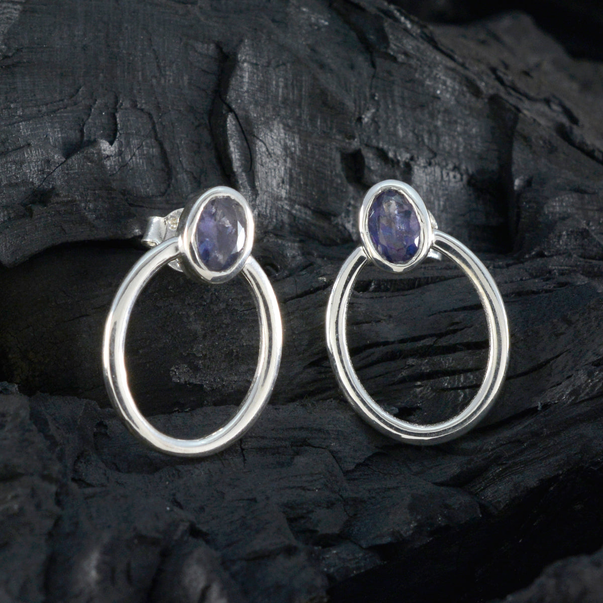 Iolite-Latin-American-Penelope-Solitaire-Stud-Blue-925-Sterling-Silver-Earring