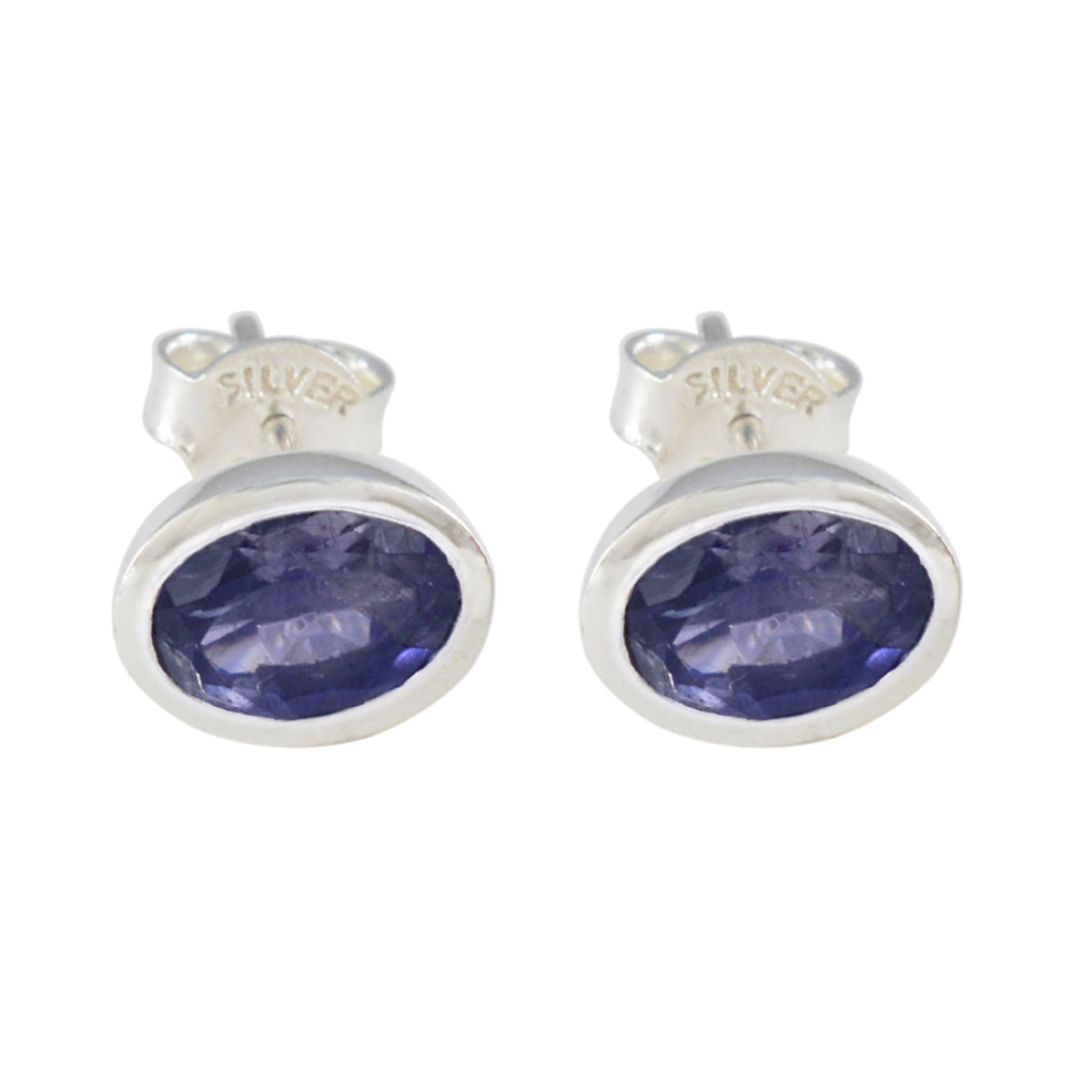 Iolite-Mexican-Ji-eun-Solitaire-Stud-Blue-925-Sterling-Silver-Earring Huvudsaklig produktbild