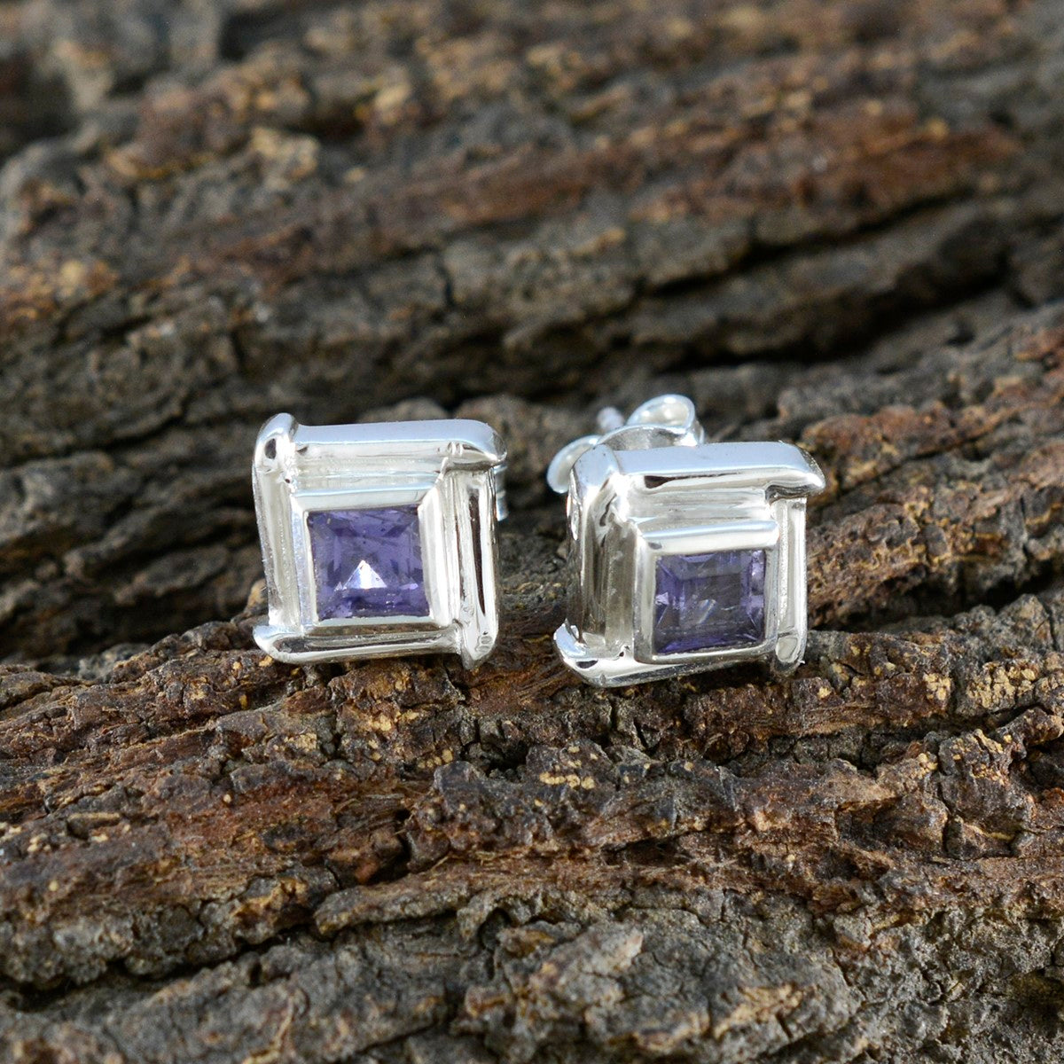 Iolite-American-Amanda-Solitaire-Stud-Blue-925-Silver-Earring