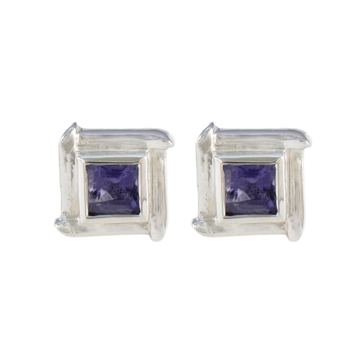 Iolite-American-Amanda-Solitaire-Stud-Blue-925-Silver-Earring Huvudsaklig produktbild