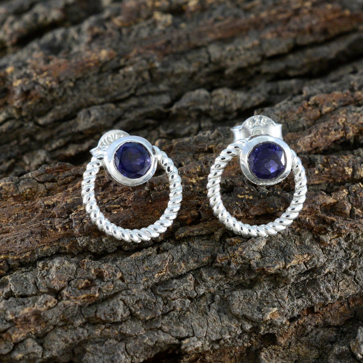 Iolite-American-Fernanda-Solitaire-Stud-Blue-92.5-Silver-Earring