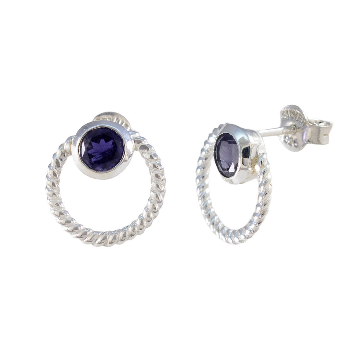Boucles d'oreilles solitaires Iolite American Fernanda en argent 92,5 bleu Image secondaire du produit