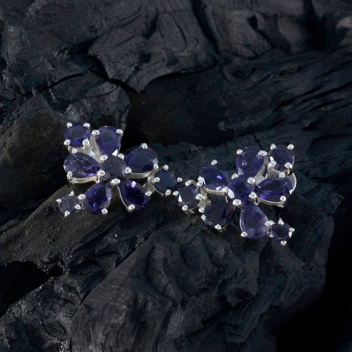 Iolite-Moroccan-Greta-multiple-Stud-Blue-Sterling-Silver-Earring