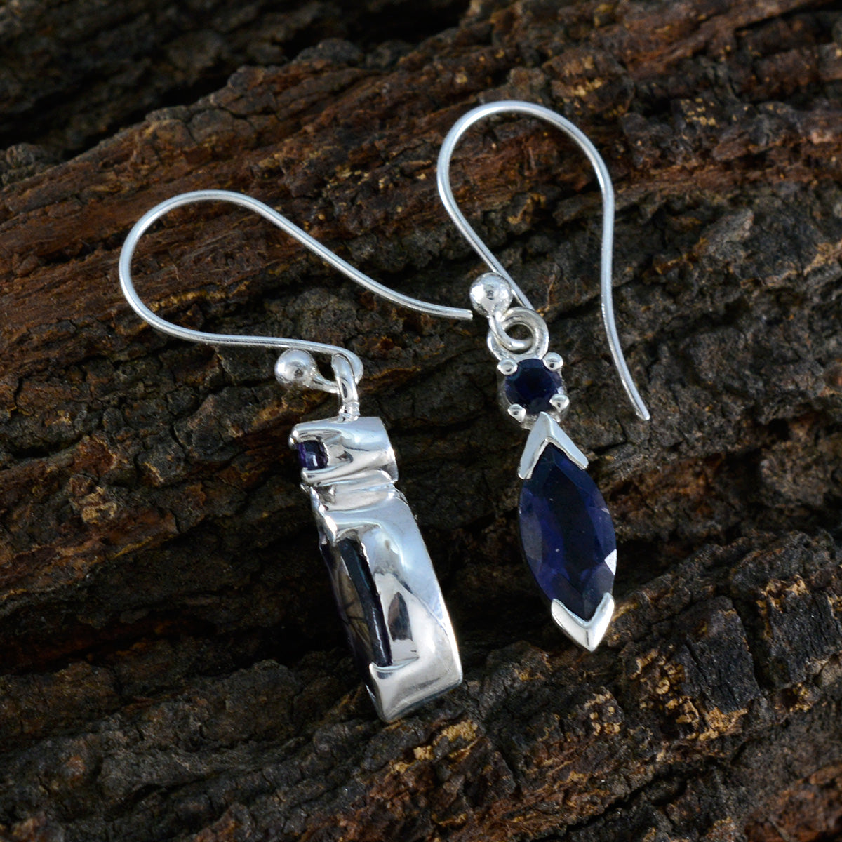 Iolite-German-Maya-Toi-et-Moi-Dangle-Blue-925-Silver-Earring
