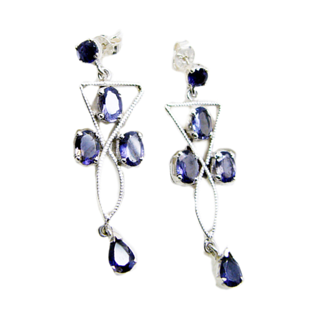 Iolite-Middle-Eastern-Giulia-multiple-Stud-Blue-Silver-Earring