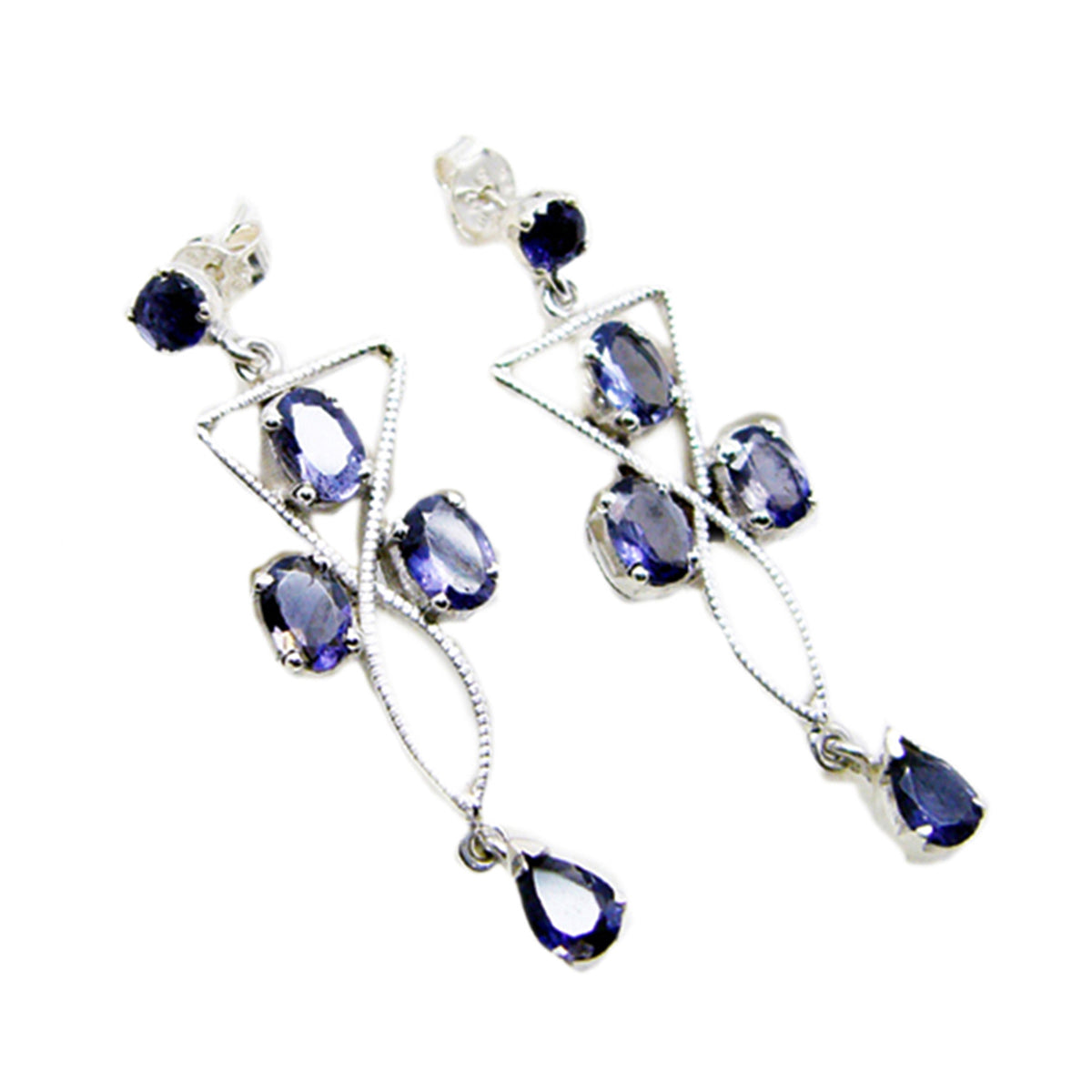 Iolite-Middle-Eastern-Giulia-multiple-Stud-Blue-Silver-Earring