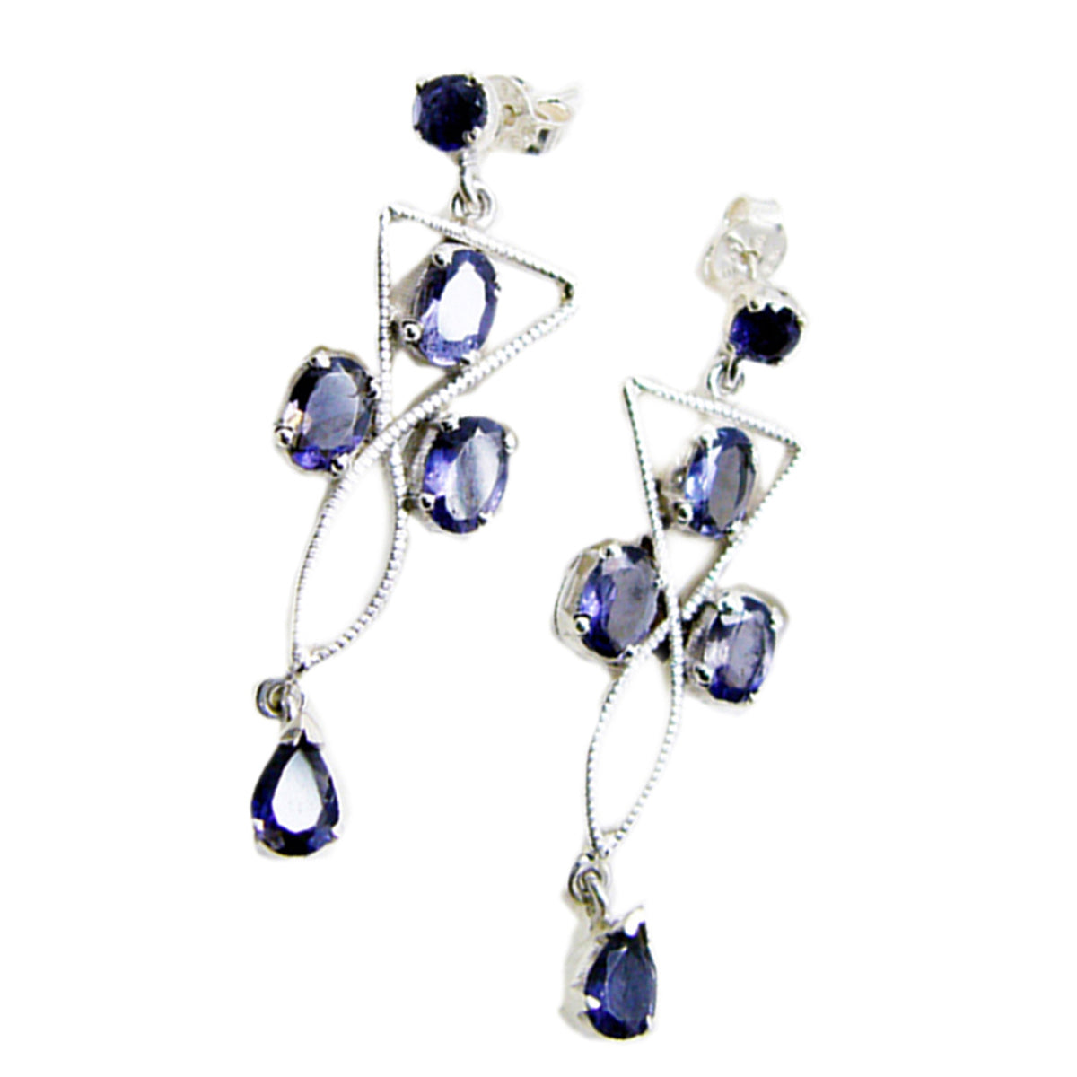 Iolite-Middle-Eastern-Giulia-multiple-Stud-Blue-Silver-Earring