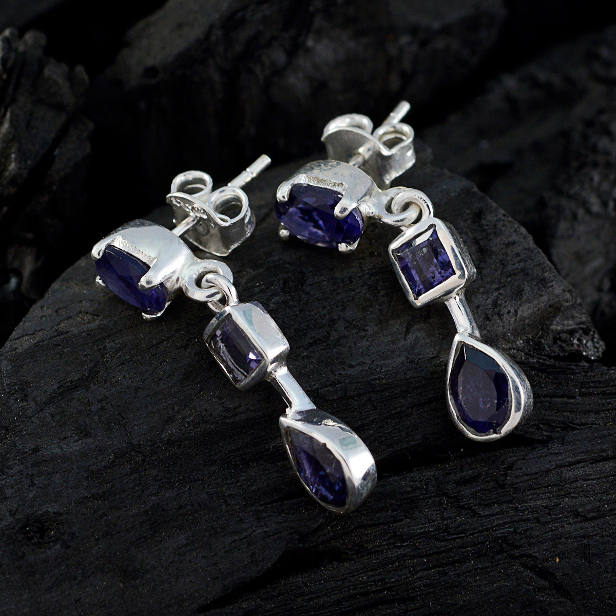 Iolite German Lili örhänge med flera örhängen i blått 925 sterlingsilver Sekundär produktbild
