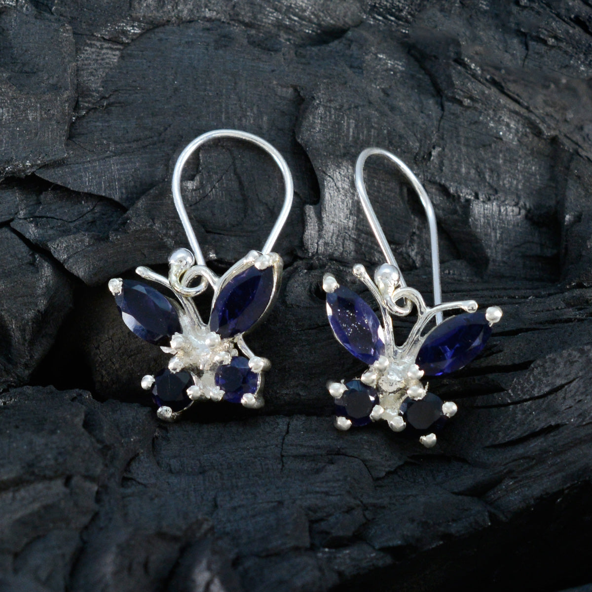 Iolite-German-Freya-multiple-Dangle-Blue-92.5-Silver-Earring