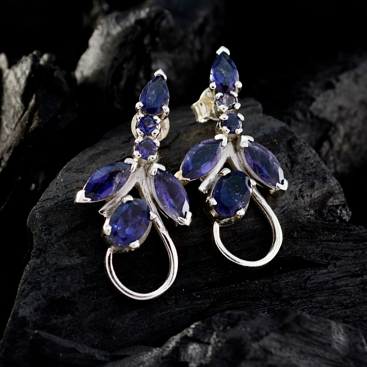 Iolite-Japanese-Sophia-multiple-Stud-Blue-925-Sterling-Silver-Earring