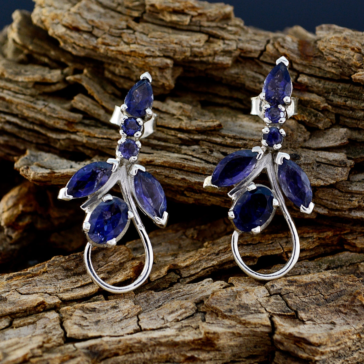 Iolite-Japanese-Sophia-multiple-Stud-Blue-925-Sterling-Silver-Earring
