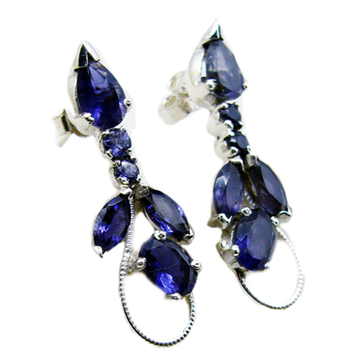 Iolite Japanse Sophia meervoudige oorbel in blauw 925 sterlingzilver Secundaire afbeelding