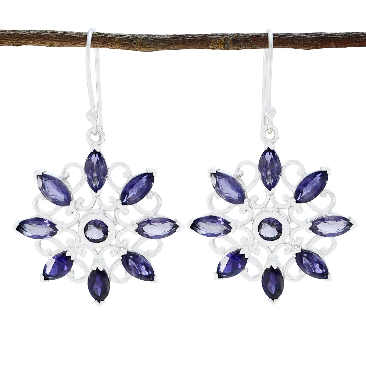Iolite-Italian-Hina-multiple-Dangle-Blue-Sterling-Silver-Earring Huvudsaklig produktbild