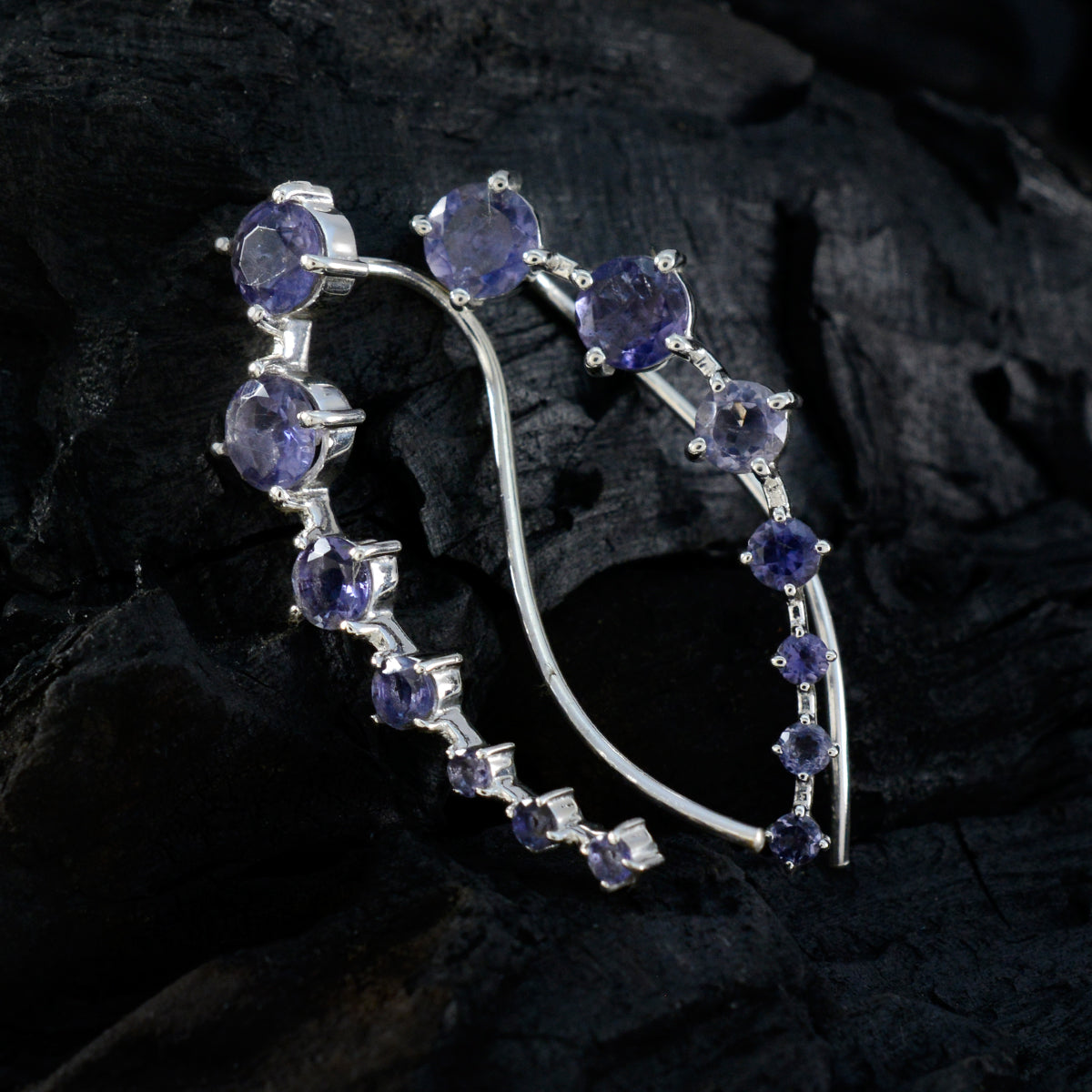 Iolite-Middle-Eastern-Sakura-multiple-EarCuff-Blue-925-Sterling-Silver-Earring