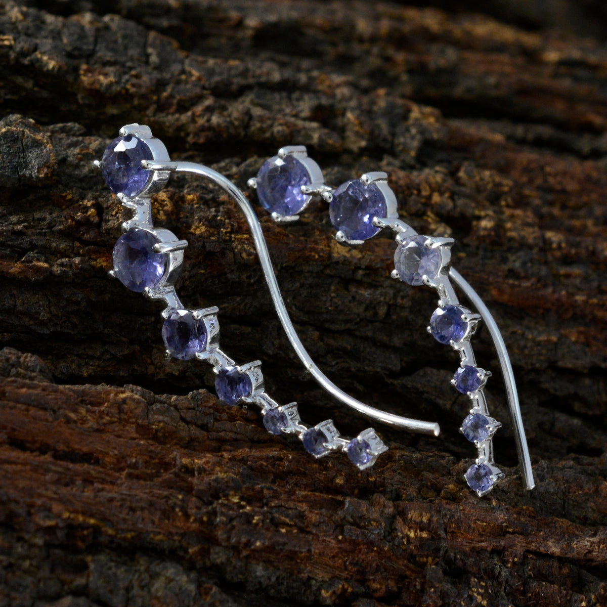 Iolite-Middle-Eastern-Sakura-multiple-EarCuff-Blue-925-Sterling-Silver-Earring