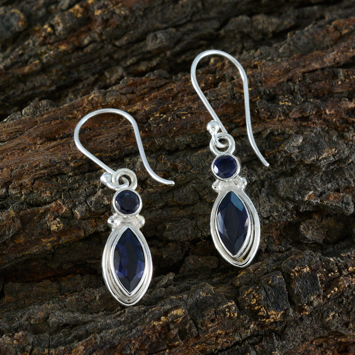Iolite-African-Autumn-Toi-et-Moi-Dangle-Blue-925-Silver-Earring