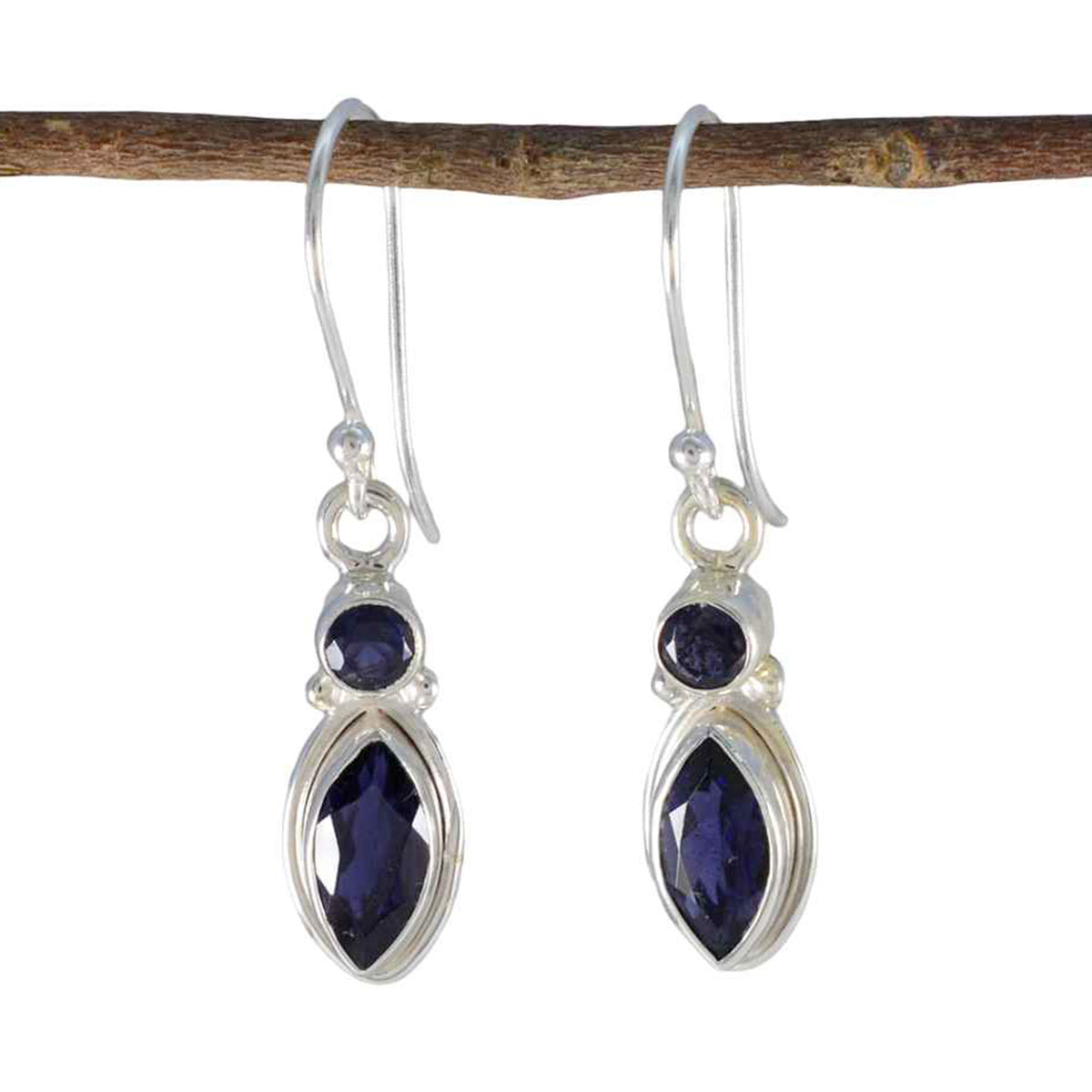 Iolite-African-Autumn-Toi-et-Moi-Dangle-Blue-925-Silver-Earring
