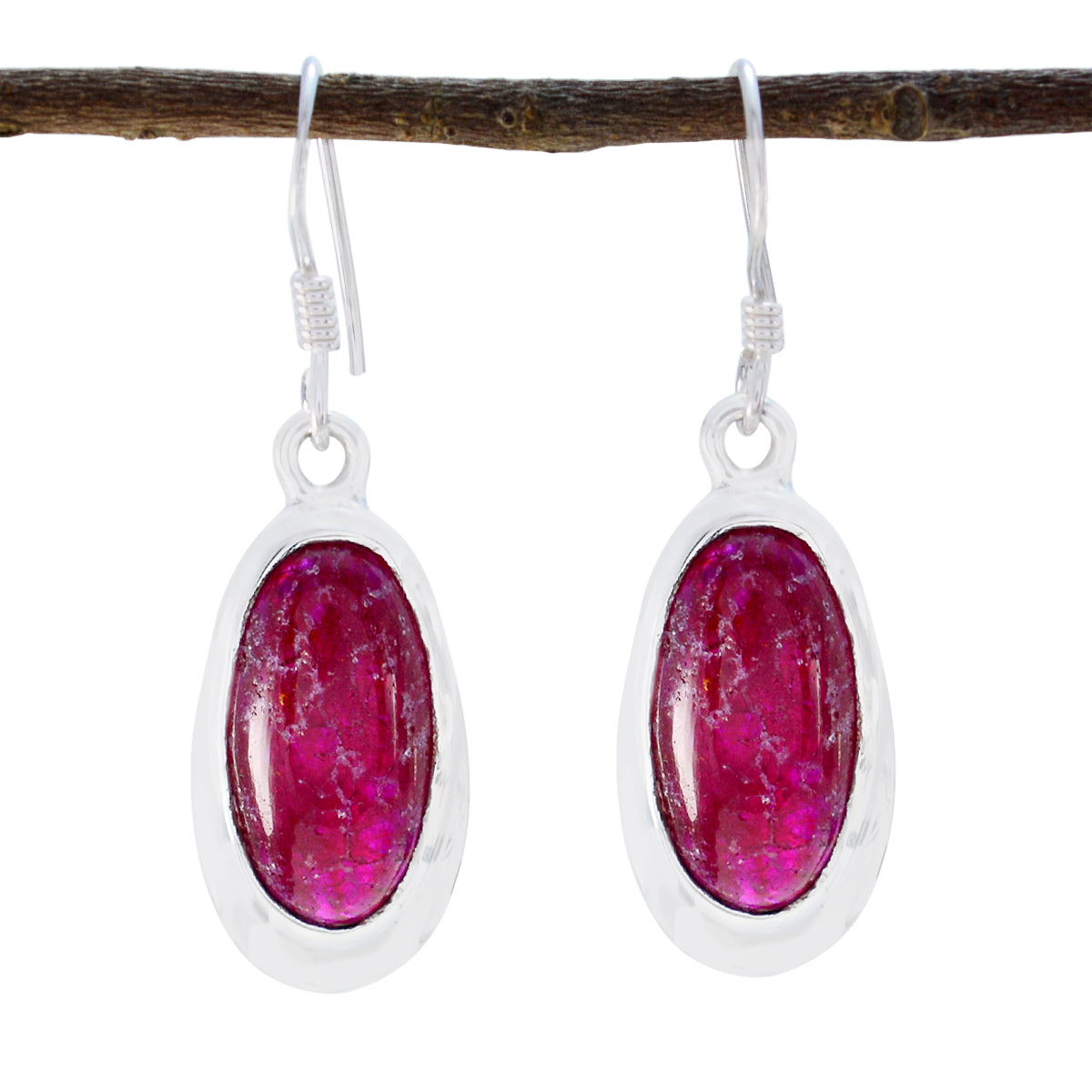 Indian-Ruby-Mexican-Grace-Solitaire-Dangle-Red-92.5-Silver-Earring Huvudsaklig produktbild