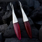 Indian-Ruby-Latin-American-Hina-Solitaire-Dangle-Red-Silver-Earring