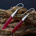 Indian-Ruby-Latin-American-Hina-Solitaire-Dangle-Red-Silver-Earring