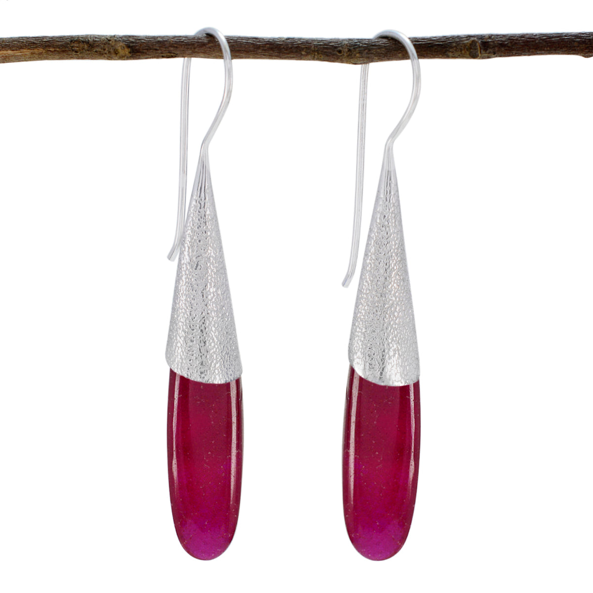 Indian-Ruby-Korean-Mei-Solitaire-Dangle-Red-925-Sterling-Silver-Earring