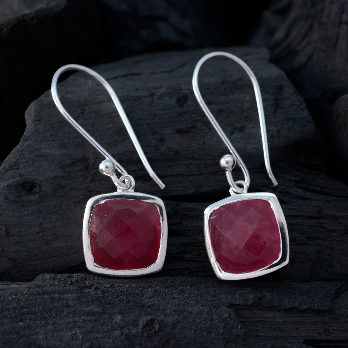 Indian-Ruby-French-Harper-Solitaire-Dangle-Red-925-Sterling-Silver-Earring