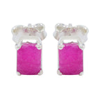 Indian-Ruby-African-Ida-Solitaire-Stud-Red-925-Sterling-Silver-Earring