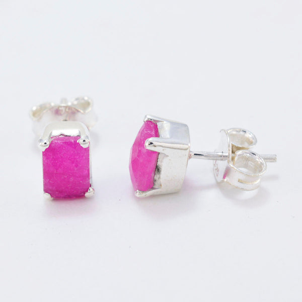 Indian-Ruby-African-Ida-Solitaire-Stud-Red-925-Sterling-Silver-Earring