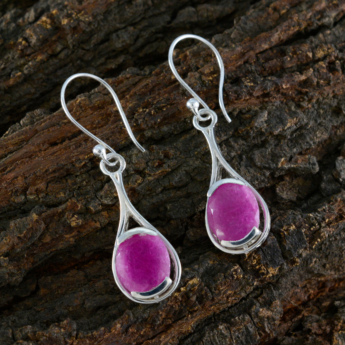 Indian-Ruby-Egyptian-Isabel-Solitaire-Dangle-Red-925-Silver-Earring