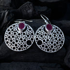 Indian-Ruby-Korean-Isabelle-Solitaire-Dangle-Red-925-Sterling-Silver-Earring