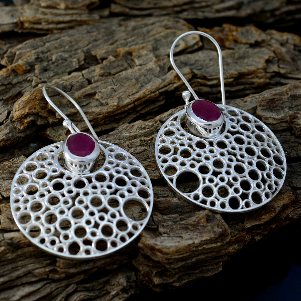 Indian-Ruby-Korean-Isabelle-Solitaire-Dangle-Red-925-Sterling-Silver-Earring