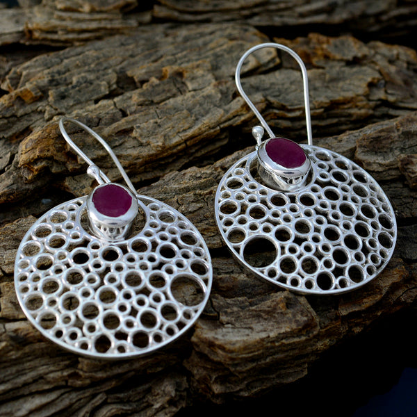 Indian-Ruby-Korean-Isabelle-Solitaire-Dangle-Red-925-Sterling-Silver-Earring