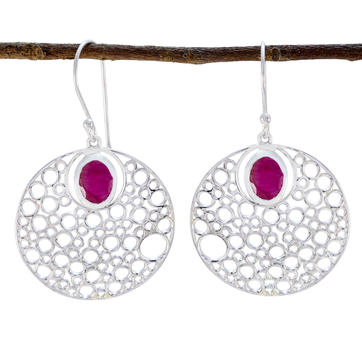 Indian-Ruby-Korean-Isabelle-Solitaire-Dangle-Red-925-Sterling-Silver-Earring