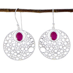Indian-Ruby-Korean-Isabelle-Solitaire-Dangle-Red-925-Sterling-Silver-Earring