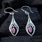 Indian-Ruby-Turkish-Ivy-Solitaire-Dangle-Red-Sterling-Silver-Earring