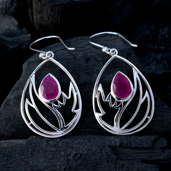Indian-Ruby-Italian-Josephine-Solitaire-Dangle-Red-92.5-Silver-Earring